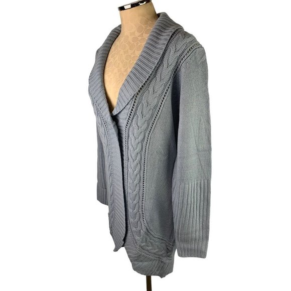 Medium Motto Women's Light Blue Long New Cardigan Sweater Single Button - Picture 4 of 8